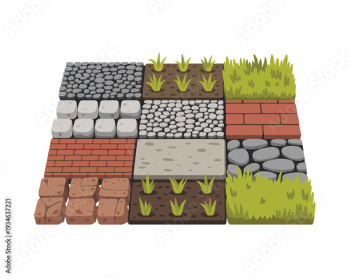 Textured terrain and landscape vector blocks for design projects