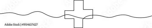 A stylized cross with a wavy line connecting two symmetrical sides Vector