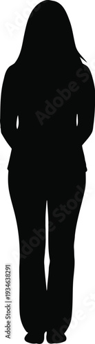 Silhouette of Standing Woman Isolated on White Background for Design and Presentation Projects