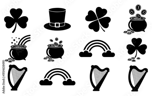 st patricks day irish icon set