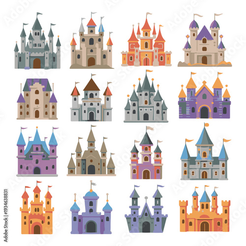 Castle on the Hill Vector Illustration in Fairy Tale Style
