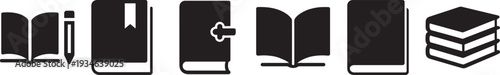 Book icon set minimal vector silhouette collection editable glyph symbol isolated design pack.