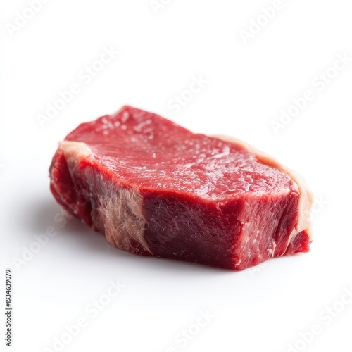 Fresh raw beef steak isolated on white background, clean butcher cut, studio lighting