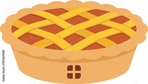 Vector illustration of classic lattice apple pie dessert for Thanksgiving and autumn celebrations