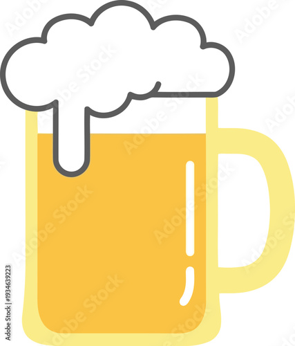 Vector illustration of frothy beer mug icon for Oktoberfest, bar menu, and party invitations