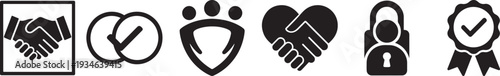 Trust icon set minimal vector silhouette collection editable glyph symbols secure concept pack