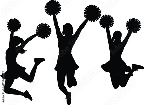 Cheerleader vector illustration, energetic silhouette design, performance inspiration art, pom‑pom dance graphics, athletic spirit flat vector illustration content SEO