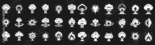 Smoke illustration set for special effects template. Steam clouds, or vapor 2D VFX mist, fume, fog, dust, Clipart element for animation vector file eps 