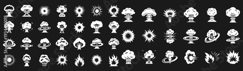 Smoke illustration set for special effects template. Explosion, bomb, steam clouds, mist, fume, fog, dust, dash,or vapor 2D VFX Clipart element for animation