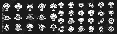 Smoke illustration set for special effects template. Steam clouds, or vapor 2D VFX mist, fume, fog, dust, Clipart element for animation vector file eps 