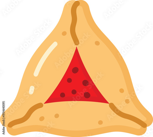 Hamantaschen Cookie Vector Illustration for Purim Holiday with Jam Filling and Triangular Shape