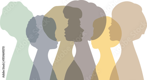Silhouette of Unity: A depiction of interconnected women from various backgrounds, embodying solidarity and the strength found in diversity.