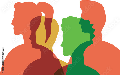 Silhouette of Collective: A vibrant illustration showcasing the diverse representation of individuals. A sense of unity and shared experience is beautifully captured.