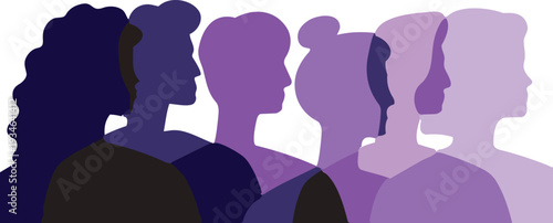 Shades of Unity: Silhouettes of diverse women stand shoulder-to-shoulder, representing unity and the strength found in shared experiences, symbolizing the beauty of inclusivity and solidarity.