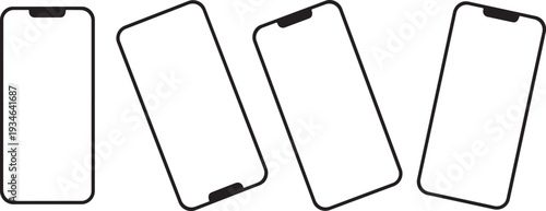 Smartphone device mockup set: Showcase your designs on modern smartphones, presented at various angles, offering a clean, professional, and visually compelling display.