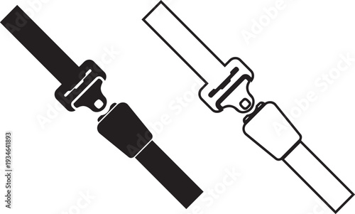 Safety First: This minimalist illustration of a seatbelt, presented in both black and white versions, serves as a universal symbol of protection and responsible behavior.