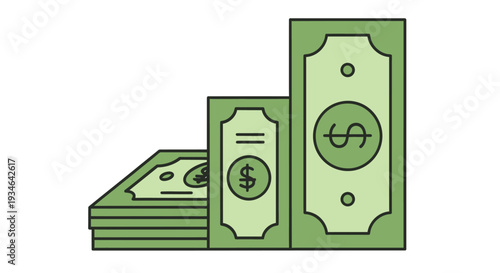 Stack of us dollar bills a cartoon vector illustration of money