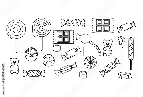 Minimal Candy Outline Icon Pack with Editable Stroke for Educational and Editorial Designs