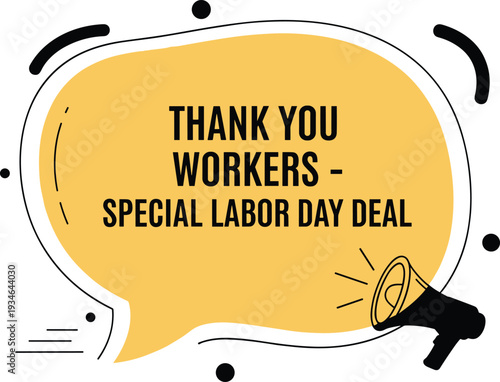 Labor day deal advertisement with thank you message for workers