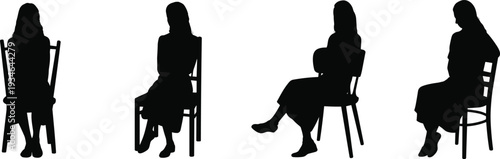 Seated person vector illustration, human silhouette design, posture analysis art, body language inspiration graphics, sitting poses flat vector illustration content SEO