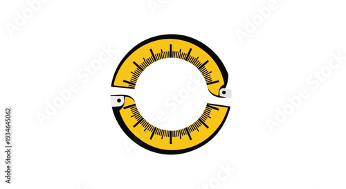 Close-up of a yellow and black analog gauge with markings on a white background.
