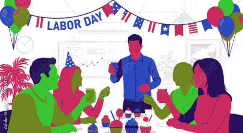 Friends celebrate labor day with cupcakes and drinks