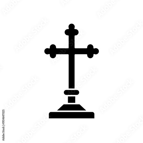 Ornate christian cross on pedestal vector icon