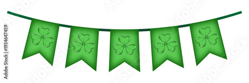 St Patrick Day corner frame green shamrock bunting banner illustration