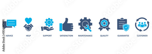 After-sales service banner web icon vector illustration concept with icon of advice, help, support, satisfaction, maintenance, quality, guarantee, customer 
