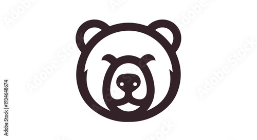 Minimalist illustration of a bear's face in black lines on a white background.