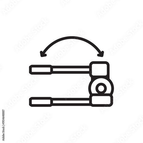 Pipe bender icon. Metal tubing fabrication, representing manual lever hardware, mechanical plumbing tools, hydraulic bending systems, industrial metalworking, and facility engineering equipment.