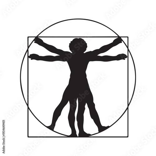 Vitruvian Man silhouette  high quality vector on white back ground