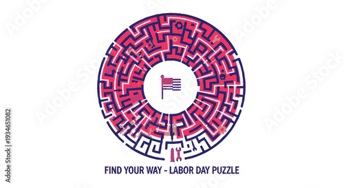 Labor day puzzle with american flag maze game for holiday fun and challenge