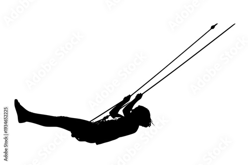 Person Swinging on Rope Swing Silhouette Vector for Summer Freedom and Childhood Happiness Concept