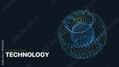 Digital hologram glowing sphere artwork