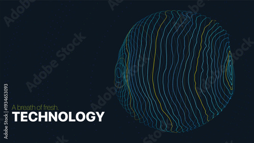 Electric blue glowing wireframe planet