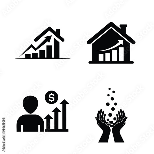 Business including house graph person hands finance