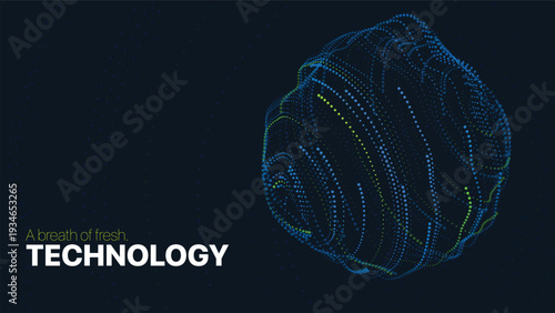 Abstract tech glowing mesh orb