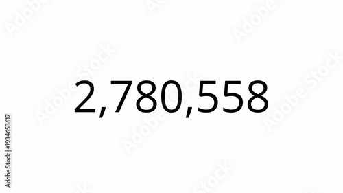 Animated number counter from 0 to 5000000 in 4k, zero to five million animated number counter with alpha channel for like, views , 0 to 5000000 counting number digit on transparent background