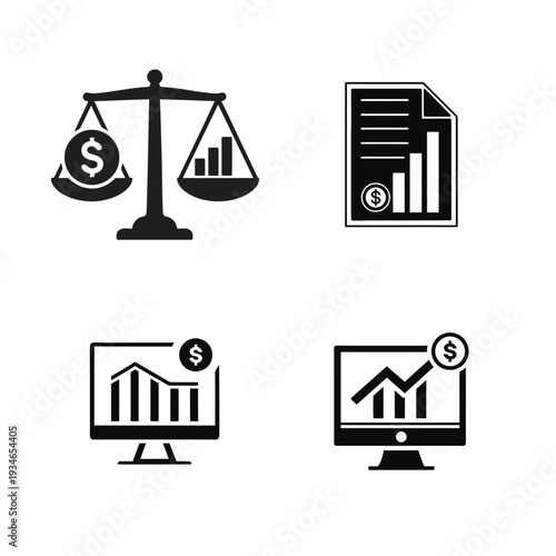 Finance including scales document computers graph chart