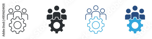 Team Management Icon Set, Workforce Organization, Business Leadership Symbol, Vector Illustration