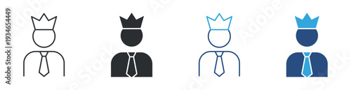 Business Leader Icon Set, Executive Manager, Corporate Authority Symbol, Vector Illustration