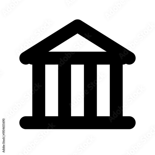 Bank building icon, minimal line finance symbol, vector SVG