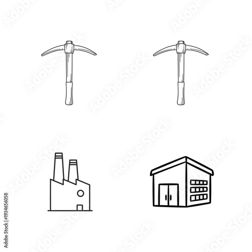 Pickaxe factory warehouse mining industry