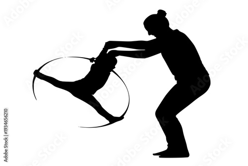 Parent Spinning Child in Circle Silhouette Vector for Family Fun and Pure Happiness Bonding Concept