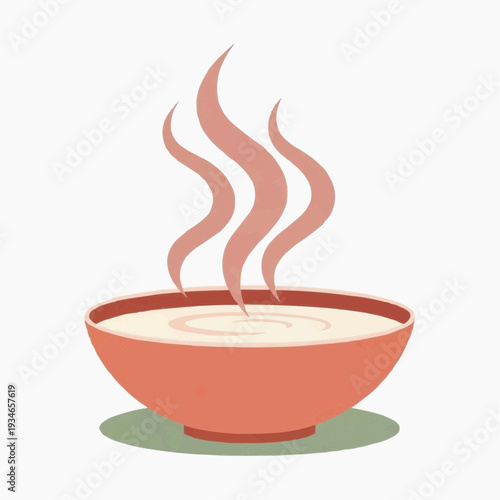 Warm bowl of soup with steam rising on a simple background  