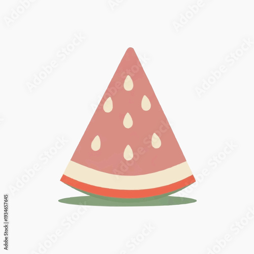 Watermelon slice illustration in flat style with pink hues  