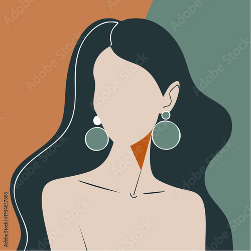 minimalist faceless muse framed in warm modern tones, blending quiet elegance, bold geometry, and contemporary fashion energy
