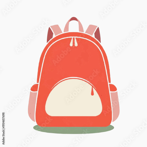 Red backpack in minimalist style with light pink accents  