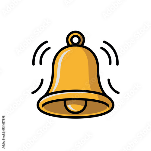 Golden ringing bell icon symbolizes notification or important alert requiring immediate attention.
